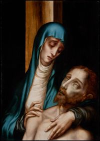 painting, artwork, blue, madonna, christ, old master. Pieta